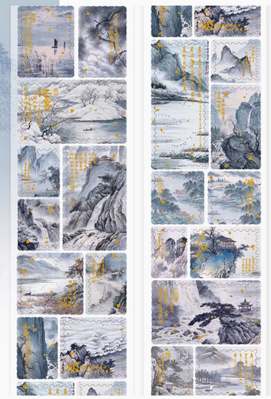 Retro Gold Stamping Journal Stamp Stickers Roll