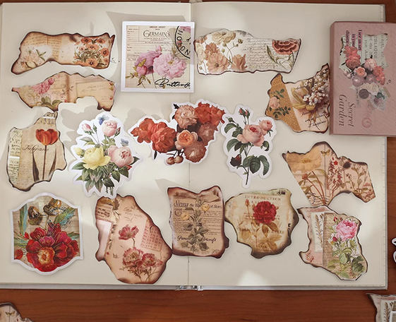 Burning Memories Series Retro Butterfly Plant Journal Stickers Pack