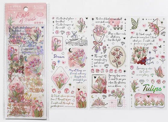 Rose Journal Retro Stickers