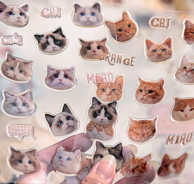 3D kitty Stickers