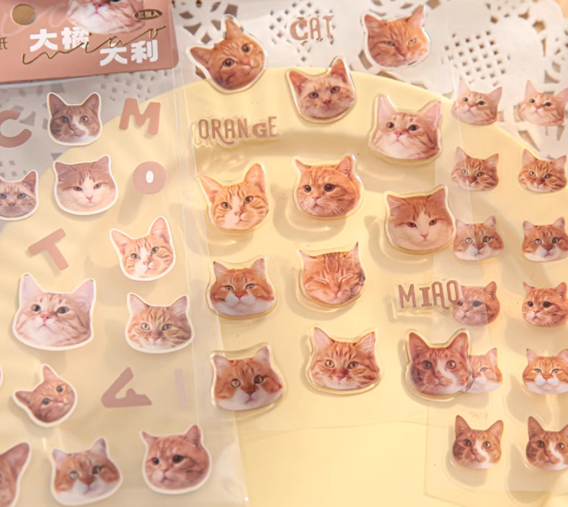 3D kitty Stickers