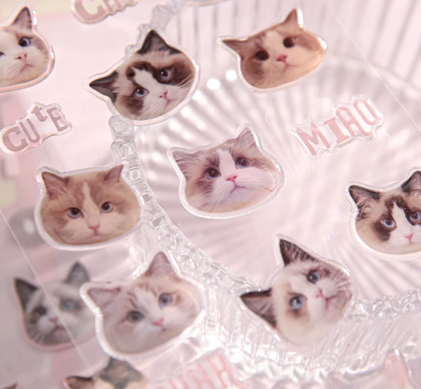 3D kitty Stickers