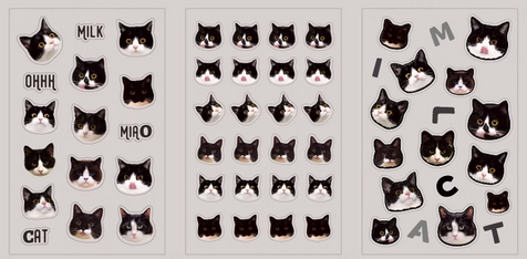 3D kitty Stickers