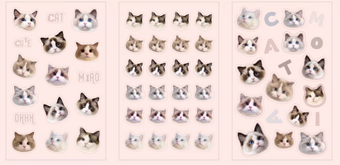 3D kitty Stickers