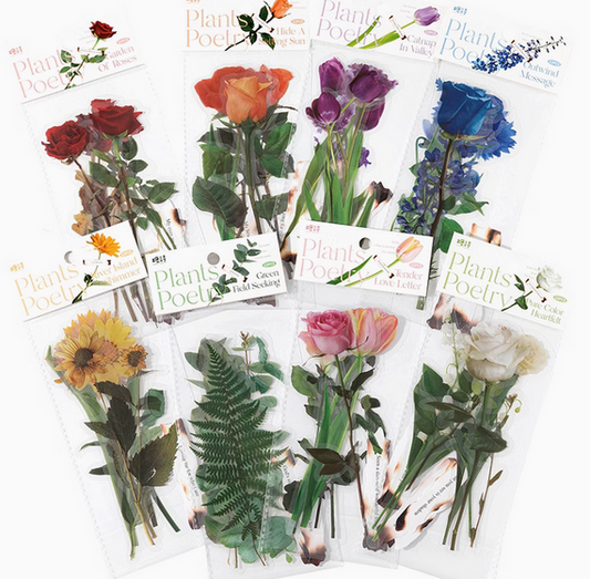 Plants and Poetry Romantic Rose Blossom Stickers Pack