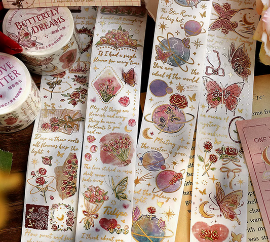 Rose of Nebula Retro Journal Stickers Roll