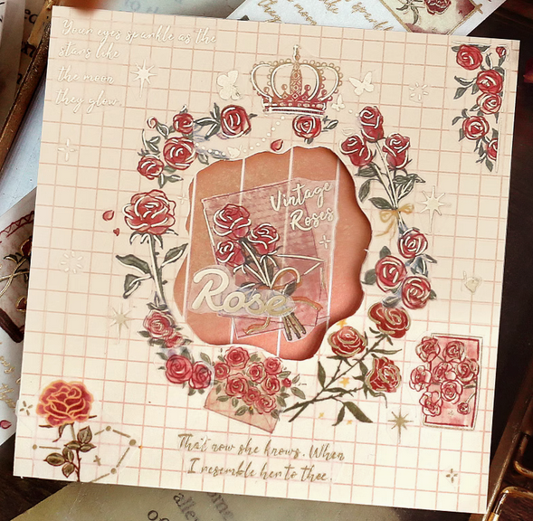 Rose of Nebula Retro Journal Stickers Roll