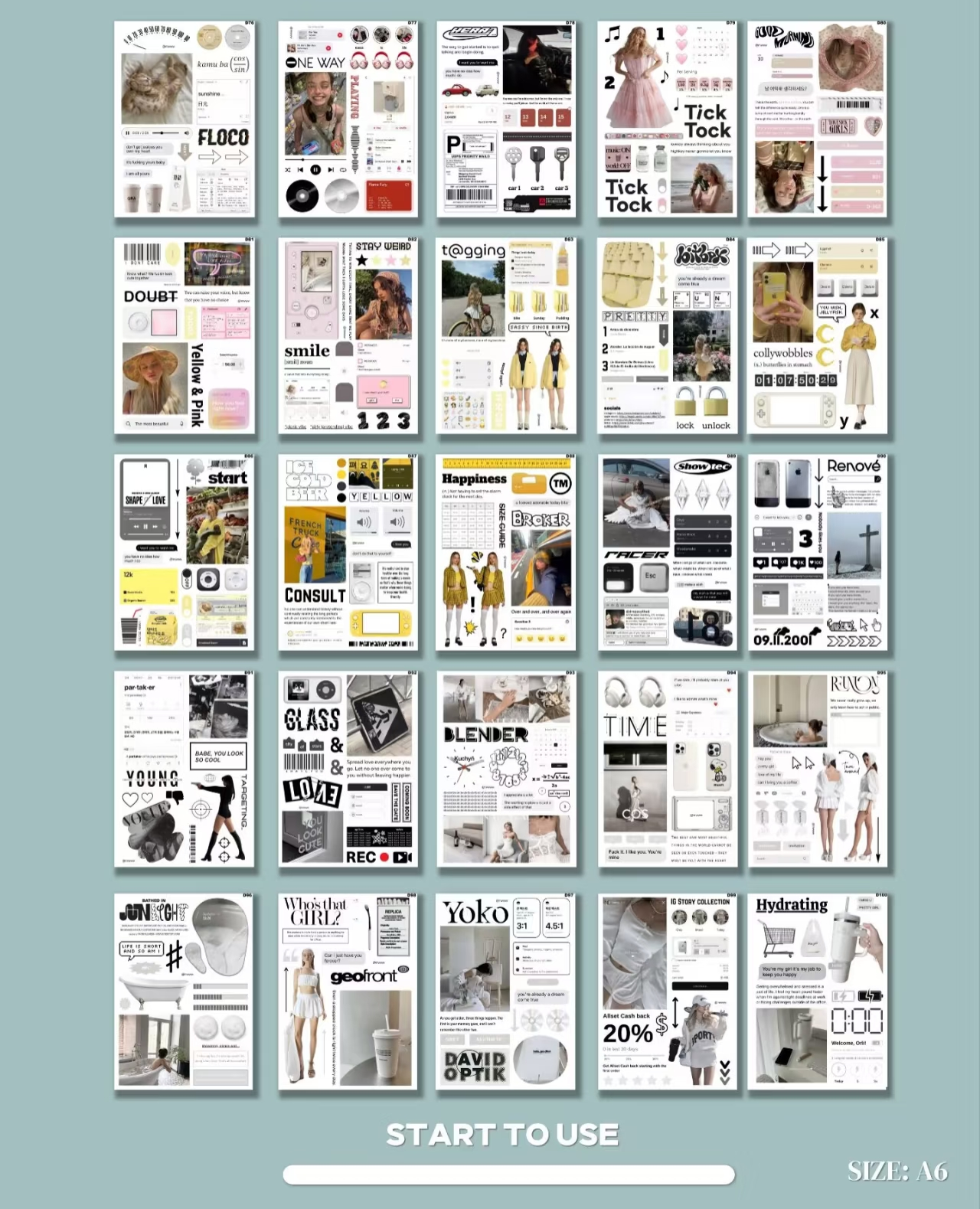 V5 Instagram Style A6 Die-Cut Sticker Set - 50 Sheets